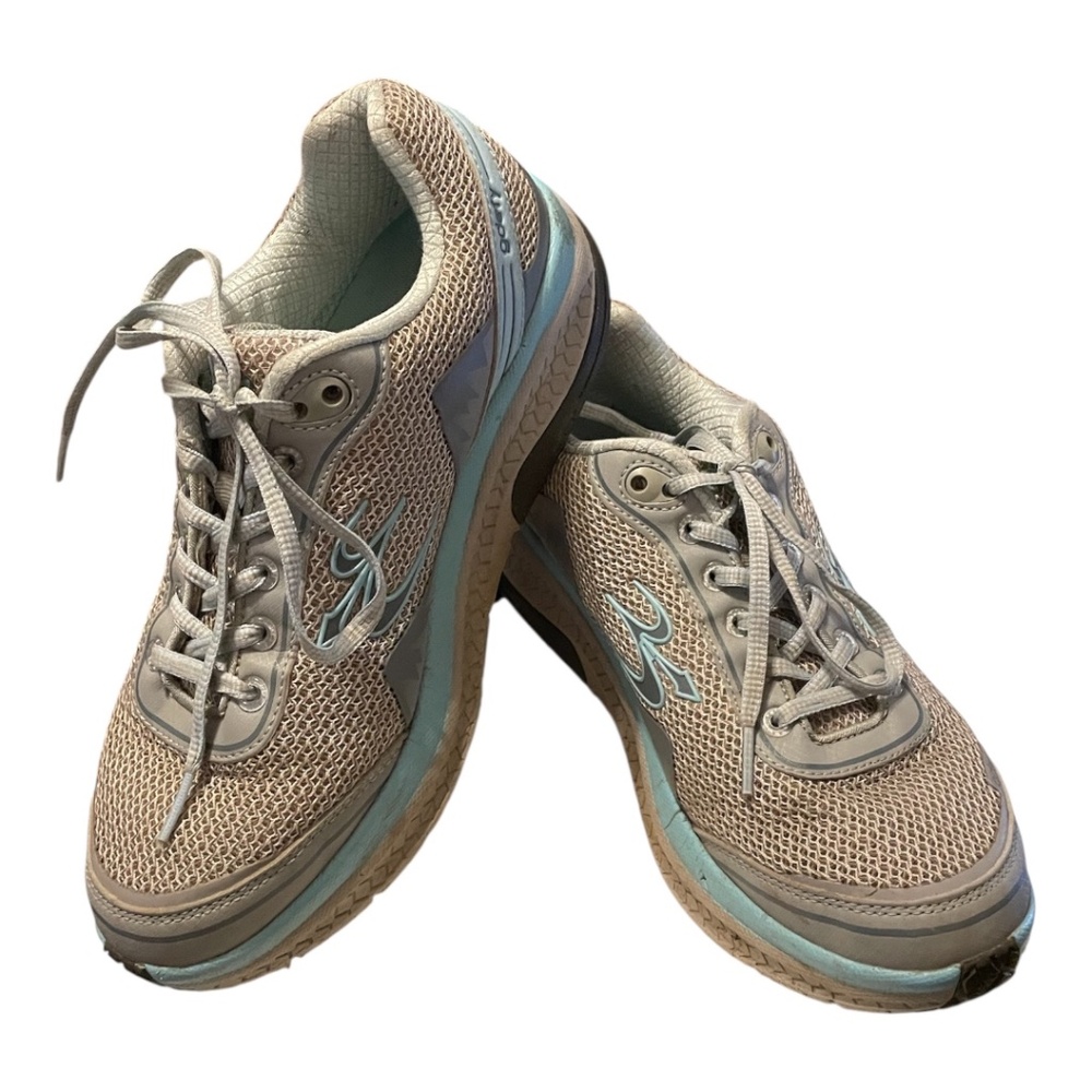 Women's Light Tan & Pale Blue Mesh Sneakers